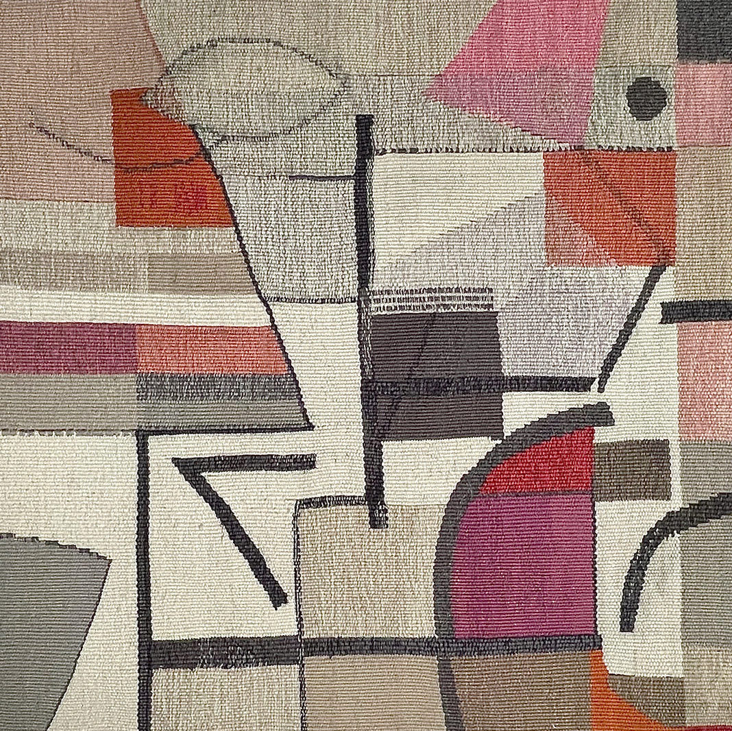 Rosa II: Basse lisse, 45 x 46 cm, Wolle, Kette Baumwolle 4 F/cm