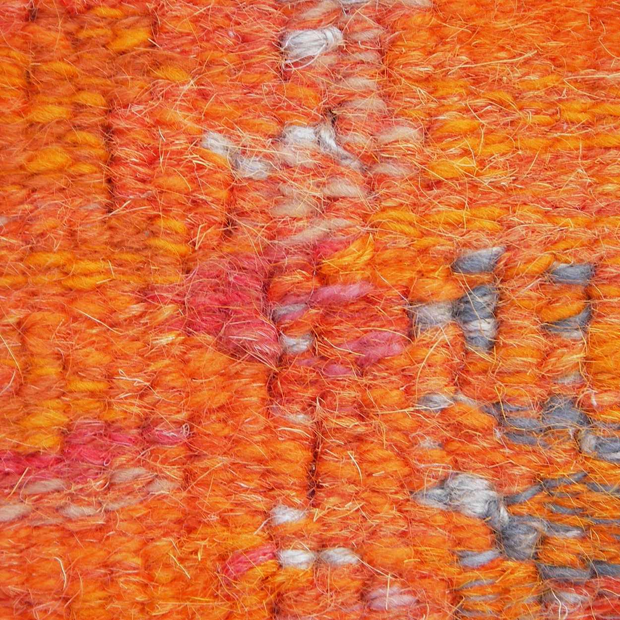 Ausschnitt - Tapisserie 'Postkarte nach Taos': Haargarn, Wolle und Leinen,</br>eigene Färbung, 109 x 176 cm, Leinenkette 1 1/2 F/cm