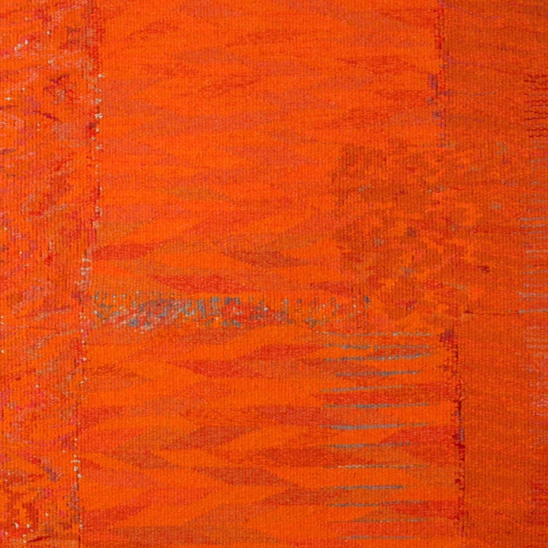 Tapisserie 'Postkarte nach Taos': Haargarn, Wolle und Leinen,</br>eigene Färbung, 109 x 176 cm, Leinenkette 1 1/2 F/cm