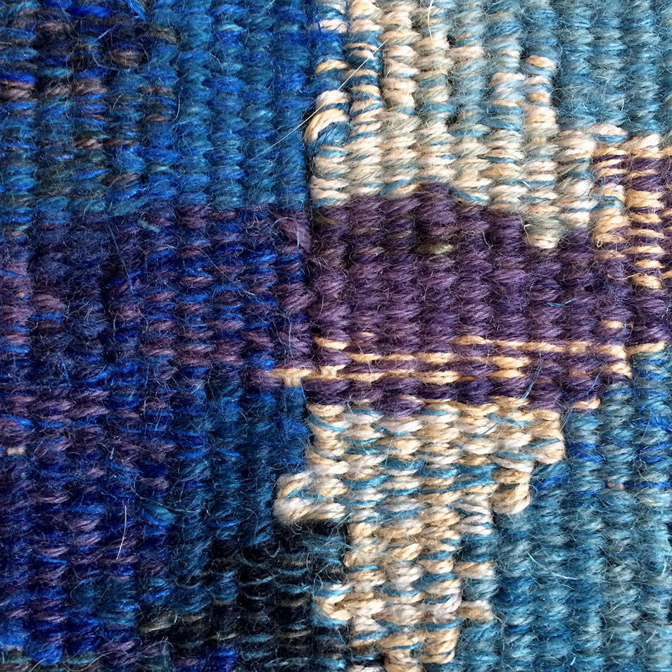 Ausschnitt - Tapisserie: Wolle und Leinen, 33 x 41 cm, Leinenkette 2 1/2 F/cm